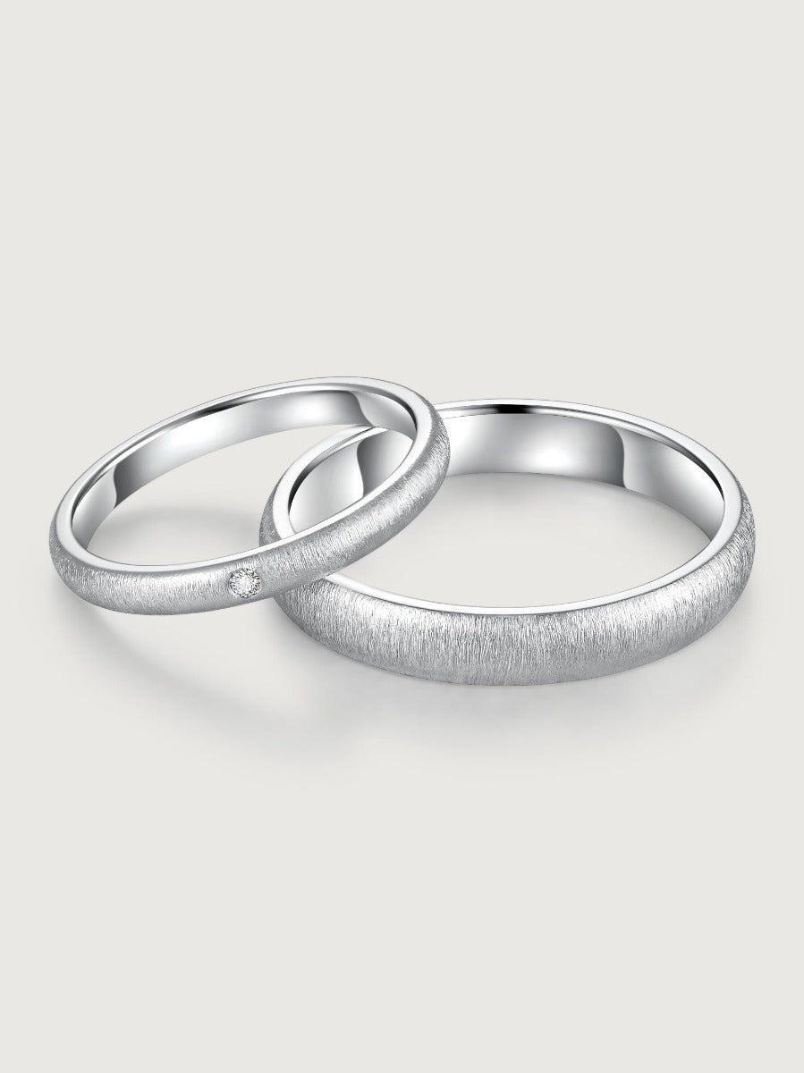 Verighete din aur 14K Satin Serenade mate cu diamant discret