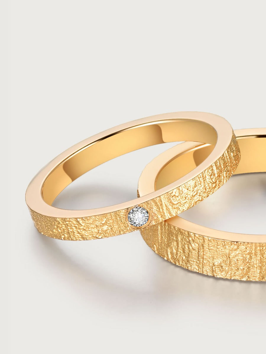 Set verighete aur 14K Shimmering Cascade model elegant cu diamant