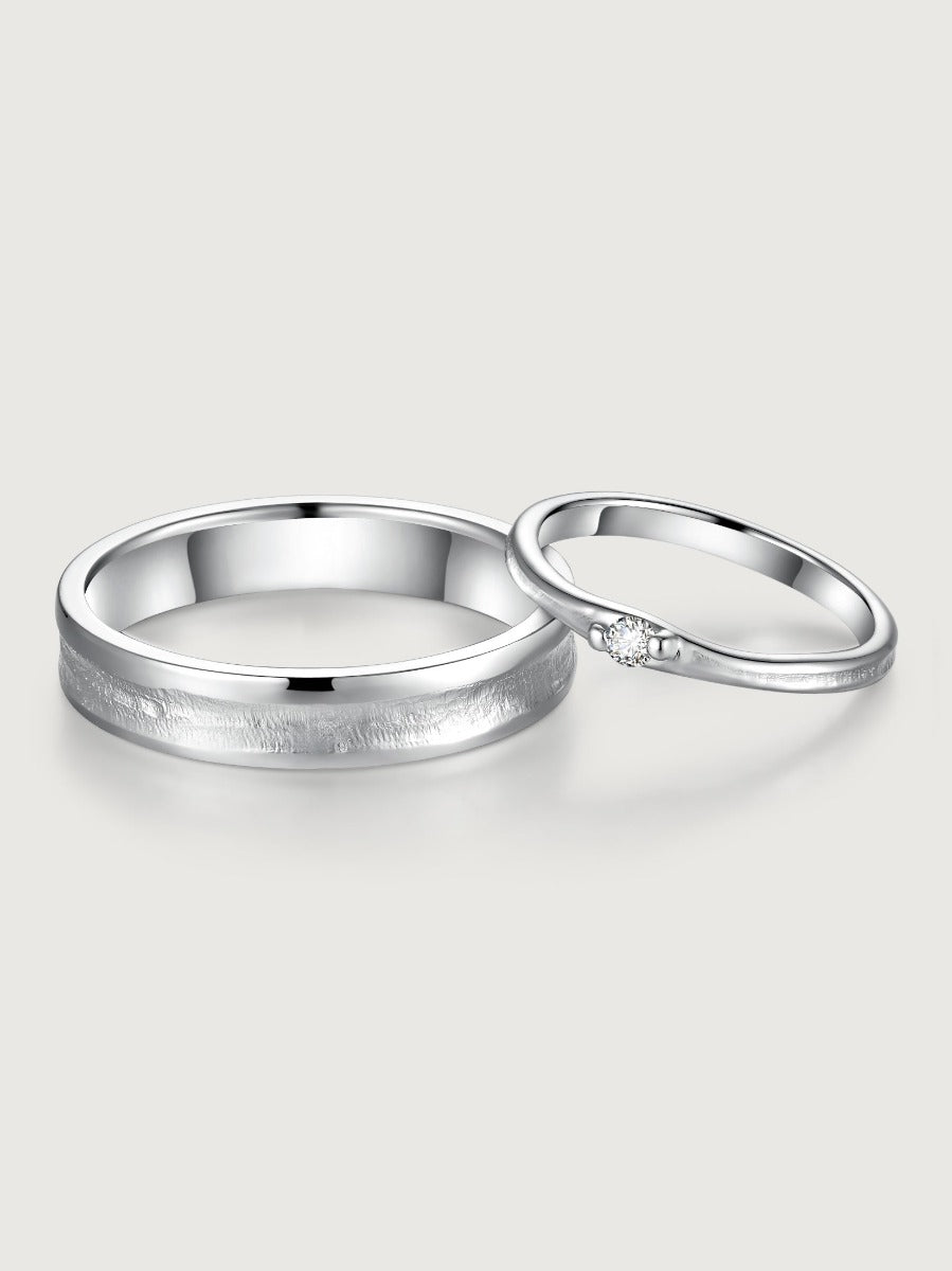 Set verighete aur 14K Subtle Harmony design elegant minimalist
