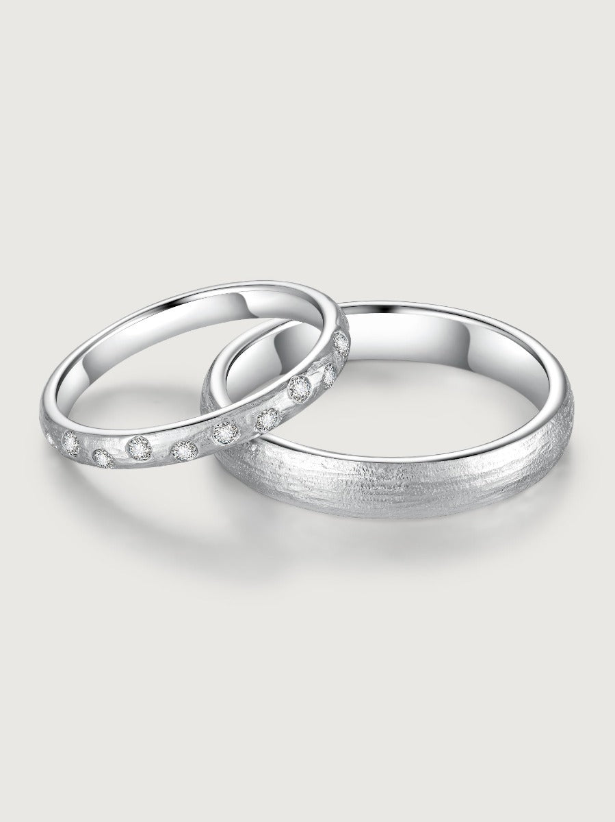 Set verighete aur 14K Whimsical Sparkle model elegant cu diamante