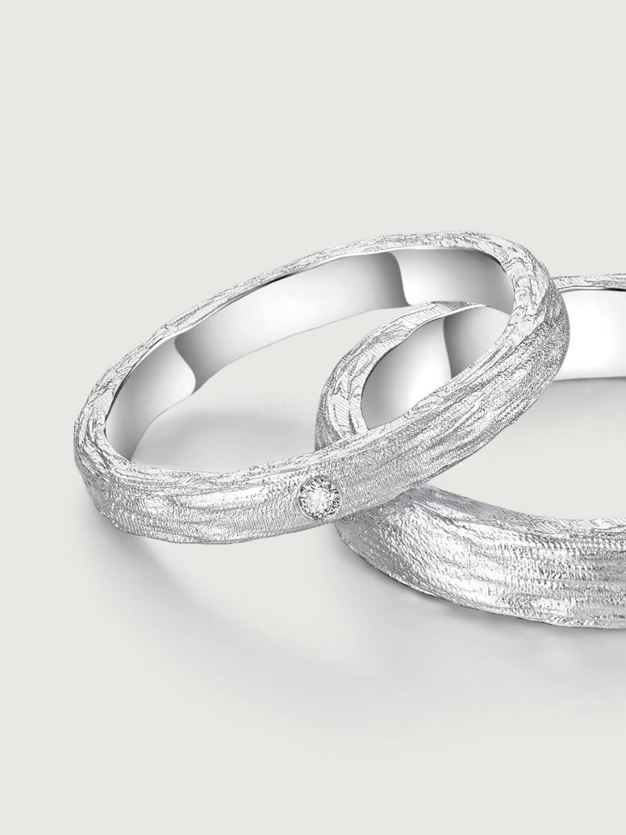 Verighete aur 14K Whispering Woods design texturat natural