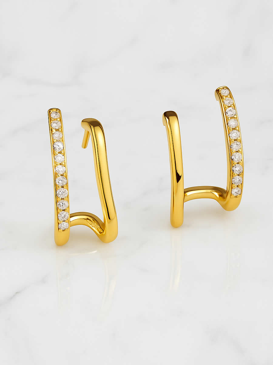 Cercei din Argint Gold Twist of Light