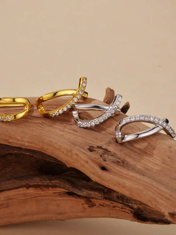 Cercei din Argint Gold Lustrous Arc