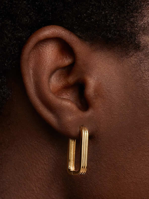 Cercei din Argint Gold Sculpted Edge Hoops