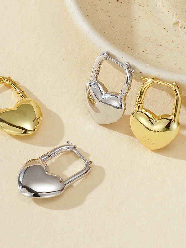 Cercei din Argint Gold Modern Love Hoops