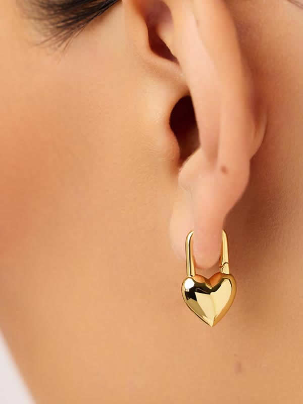 Cercei din Argint Gold Modern Love Hoops