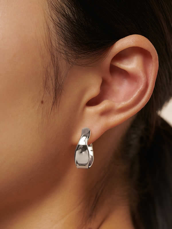 Cercei din Argint Silver Sculpted Aura Hoops