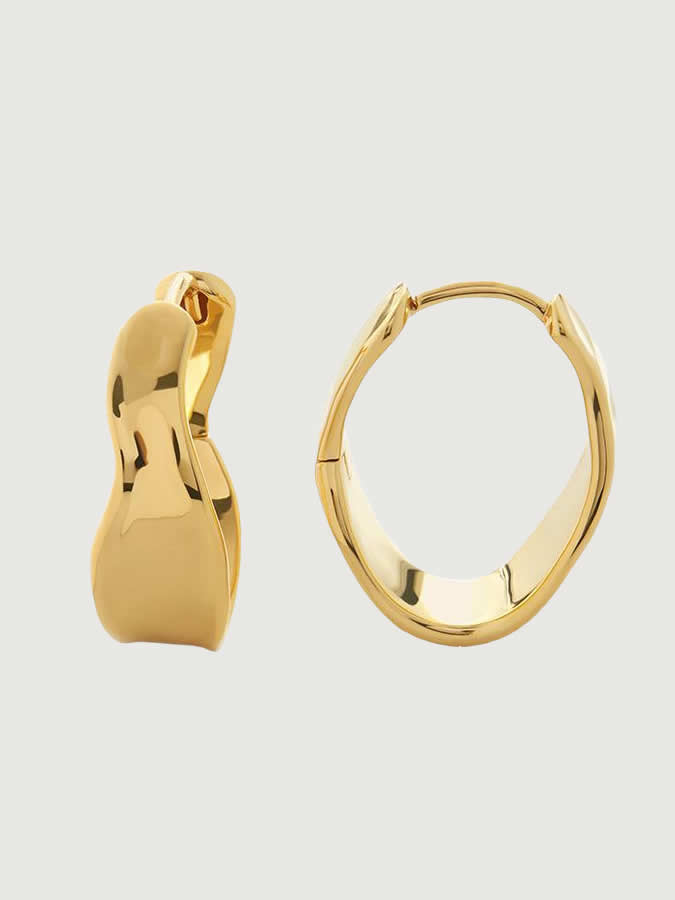 Cercei din Argint Gold Sculpted Aura Hoops
