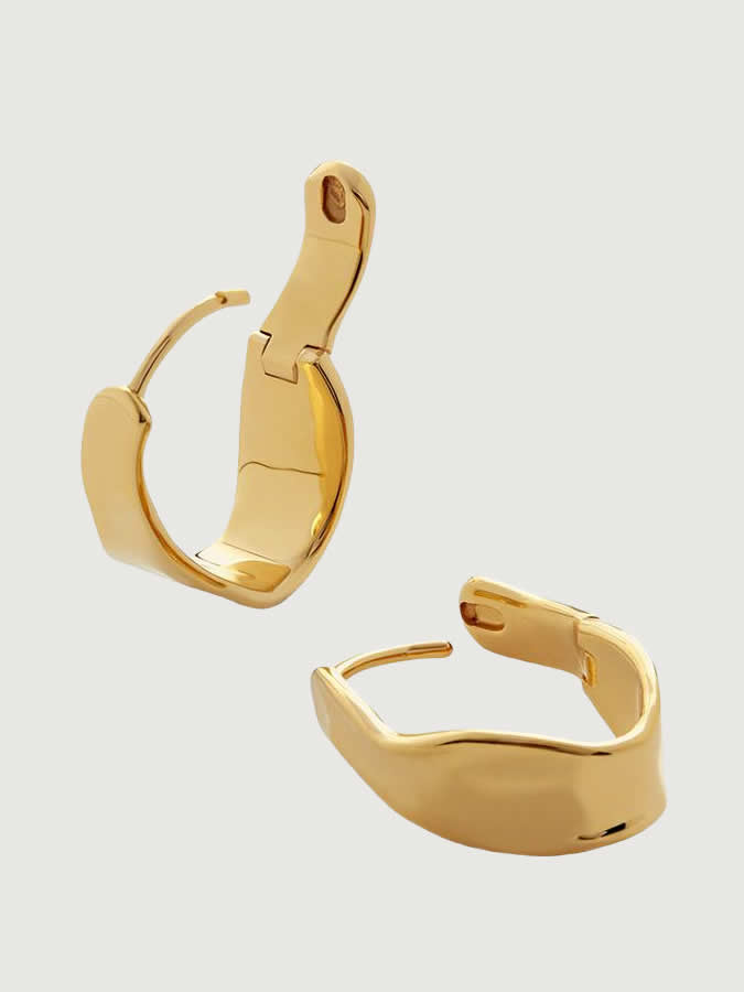 Cercei din Argint Gold Sculpted Aura Hoops