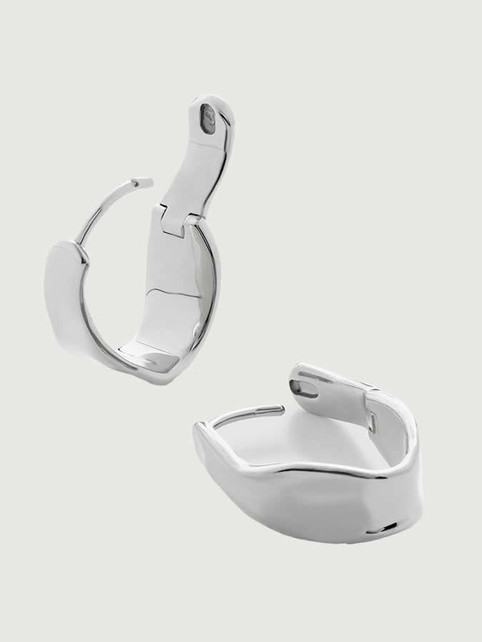 Cercei din Argint Silver Sculpted Aura Hoops