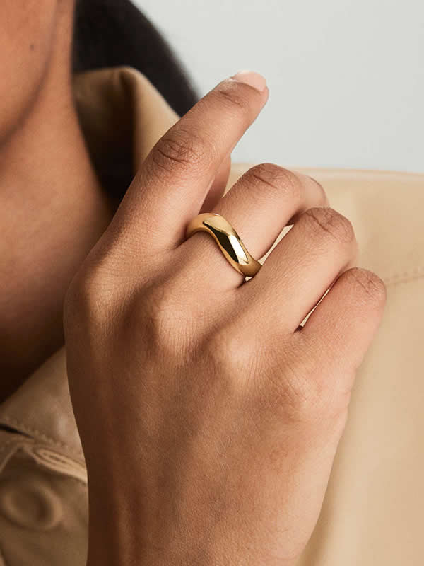 Inel din Argint Gold Melted Bold