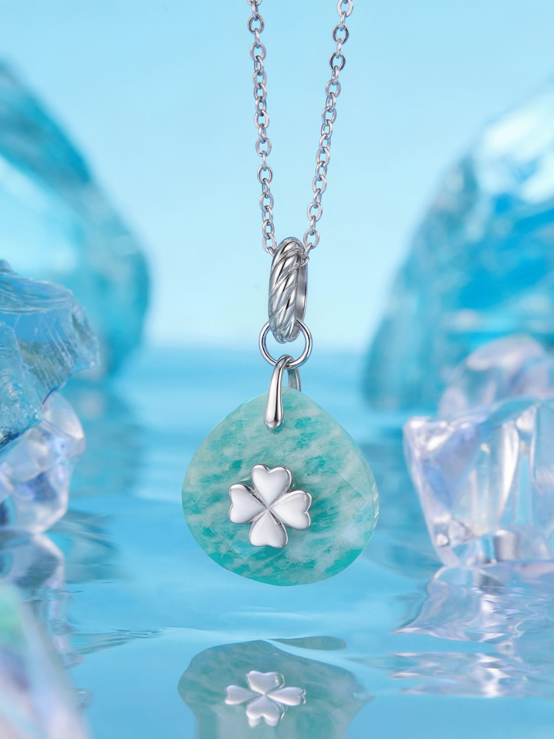 Pandantiv din Argint Amazonit Lucky Bloom