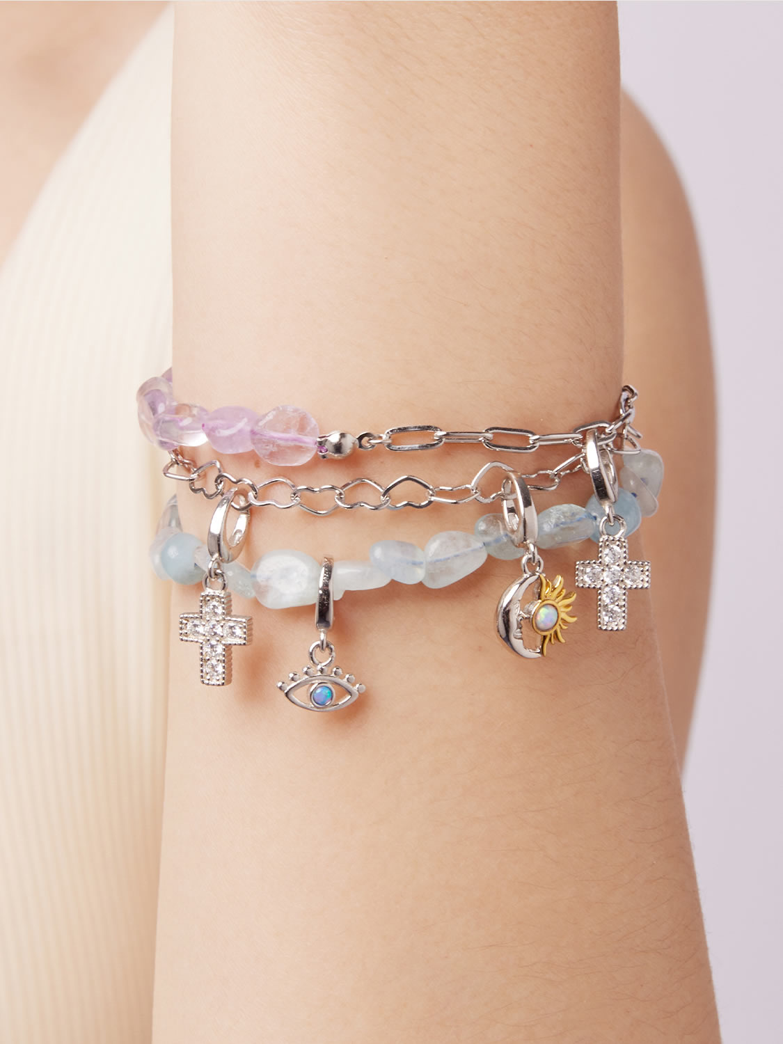 Colier din Argint Lunar Bloom Sun & Moon