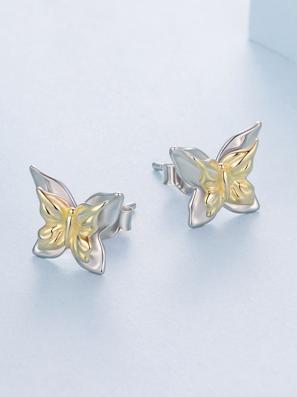 Cercei din Argint Butterfly Gold Touch