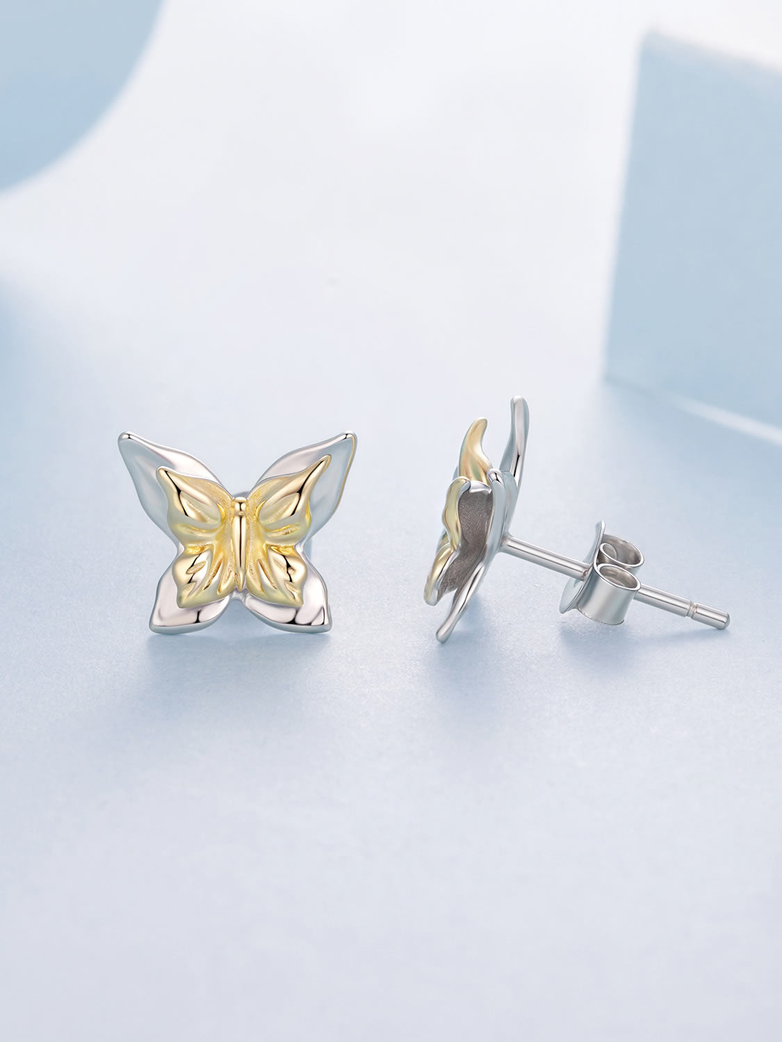 Cercei din Argint Butterfly Gold Touch