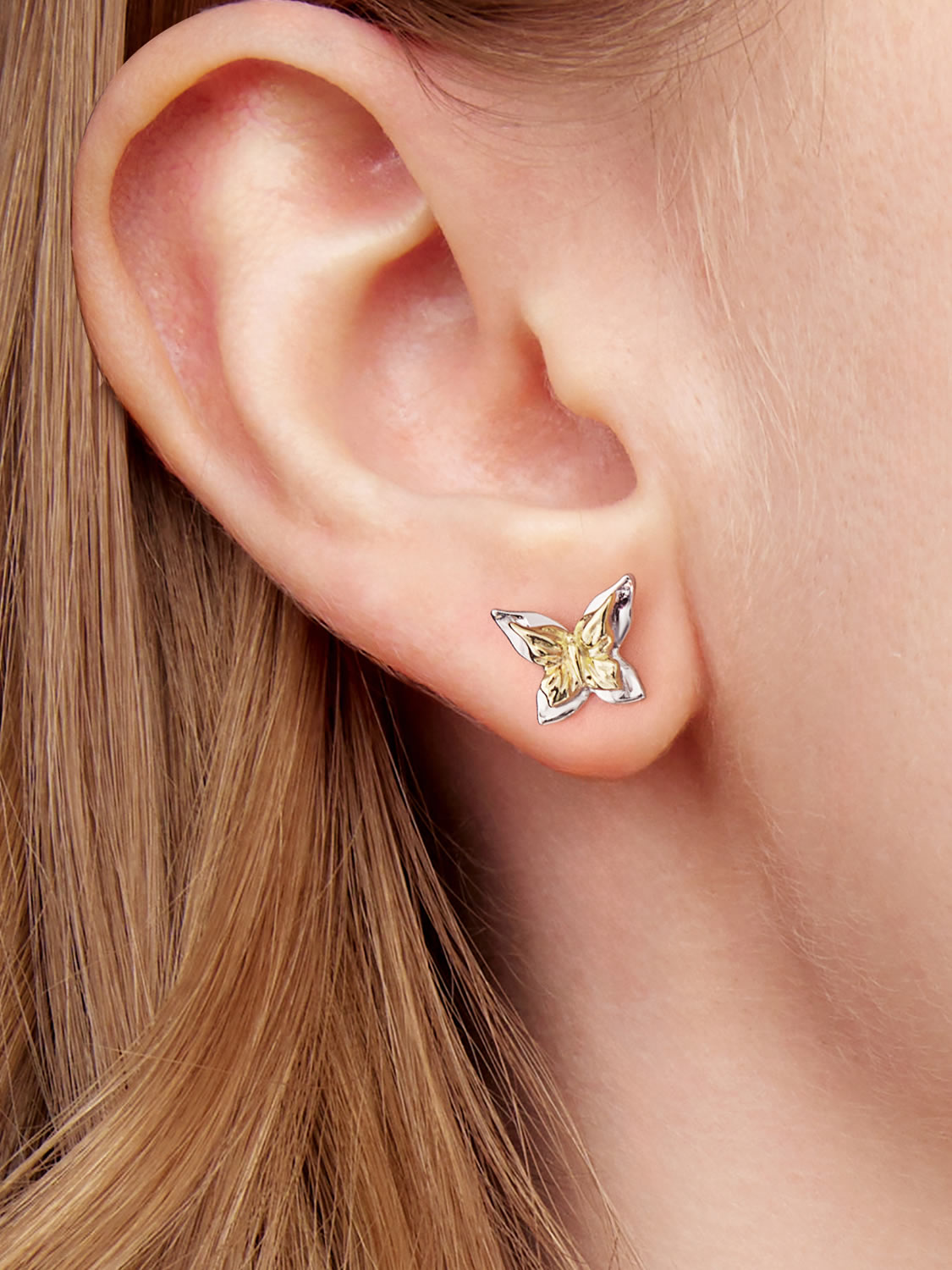 Cercei din Argint Butterfly Gold Touch