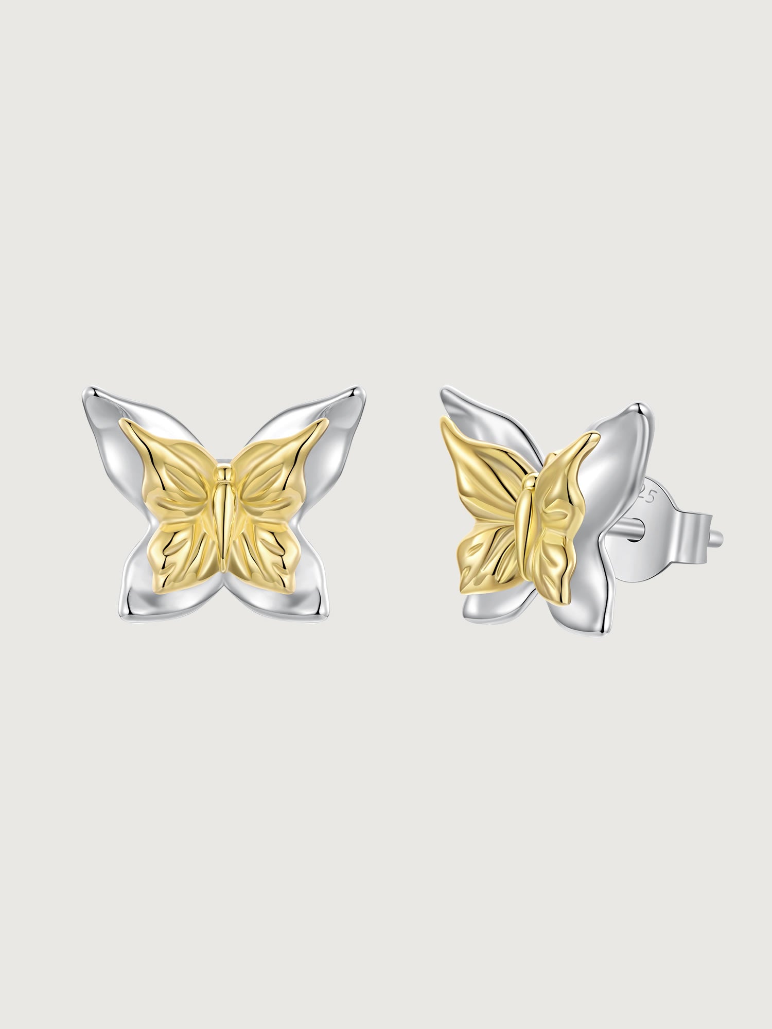 Cercei din Argint Butterfly Gold Touch