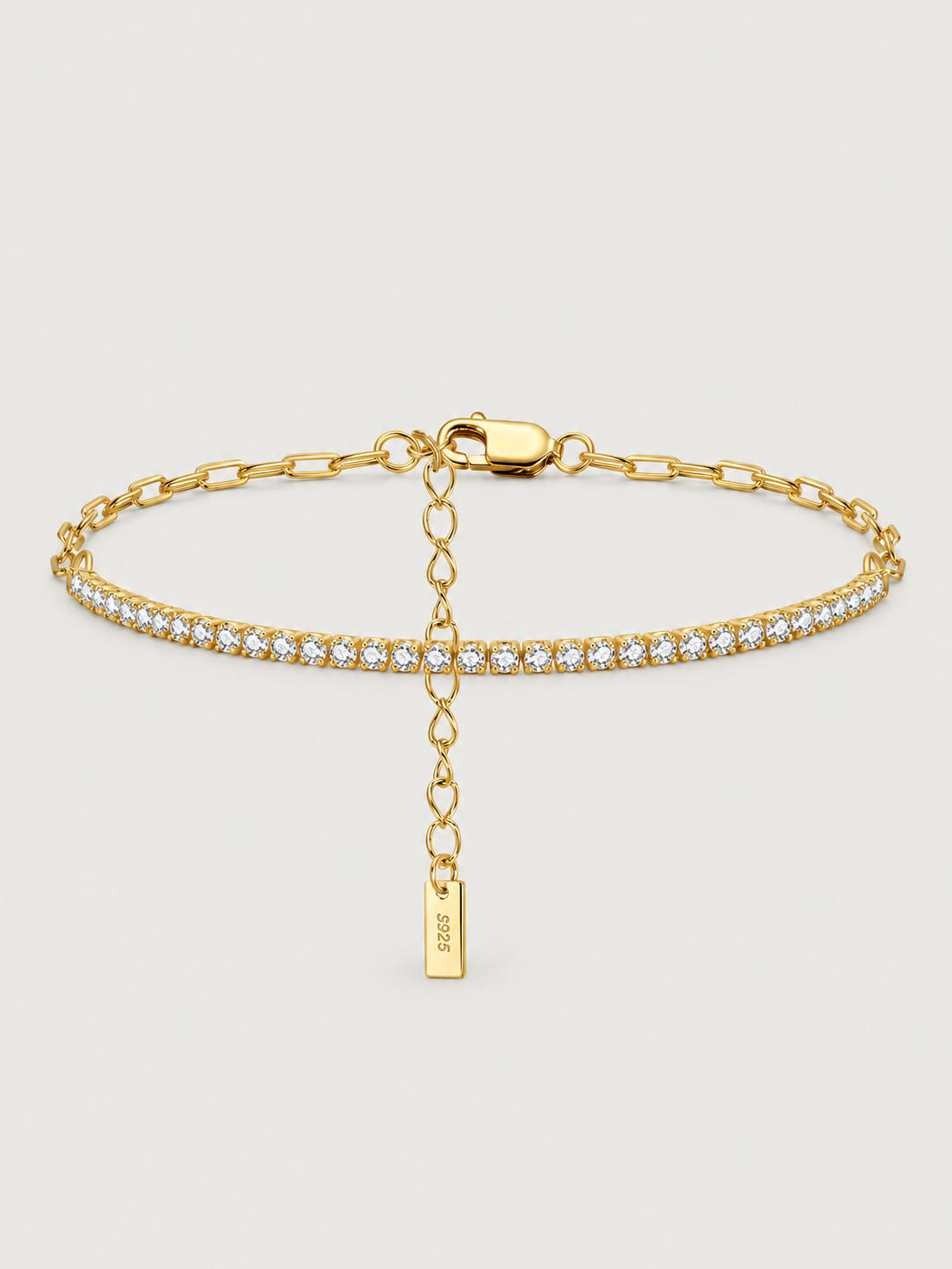 Bratara din Argint Tennis Crystal Chain Gold