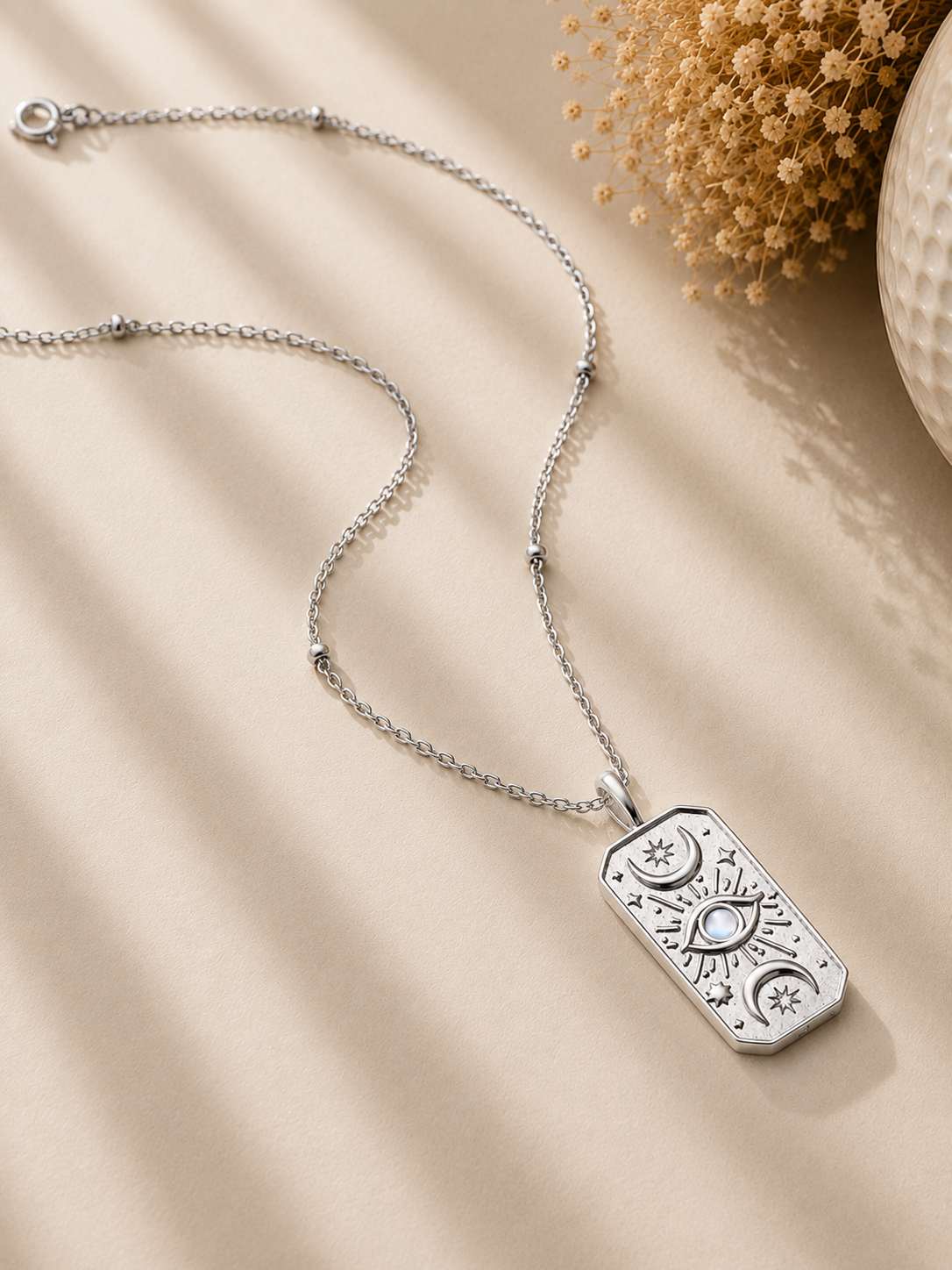 Colier din Argint Moonstone Celestial Elegance Argintiu