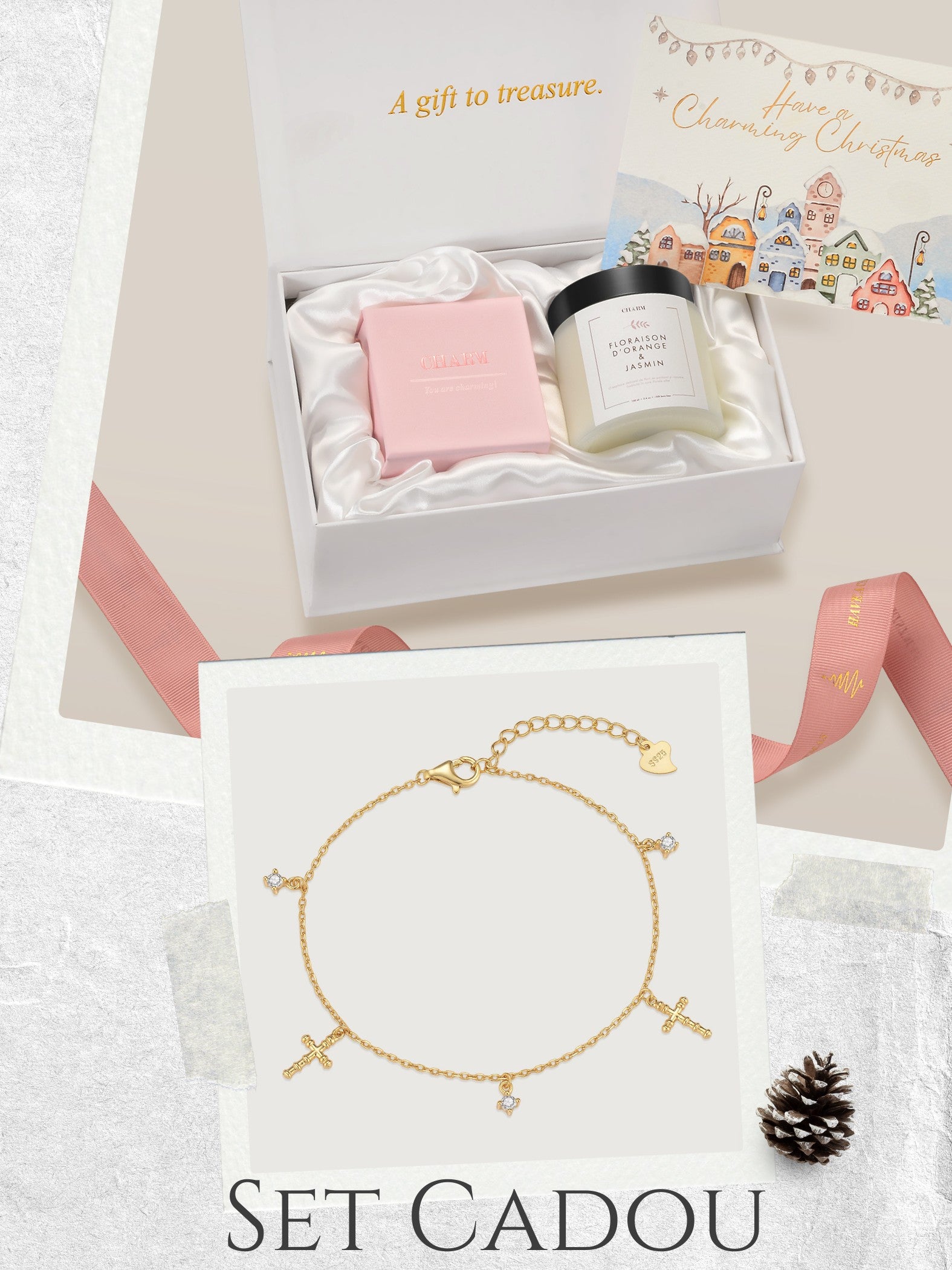 Set Cadou Gold Divine Cross Charms