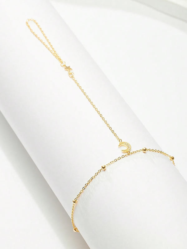 Bratara din Argint Gold Celestial Moon & Star