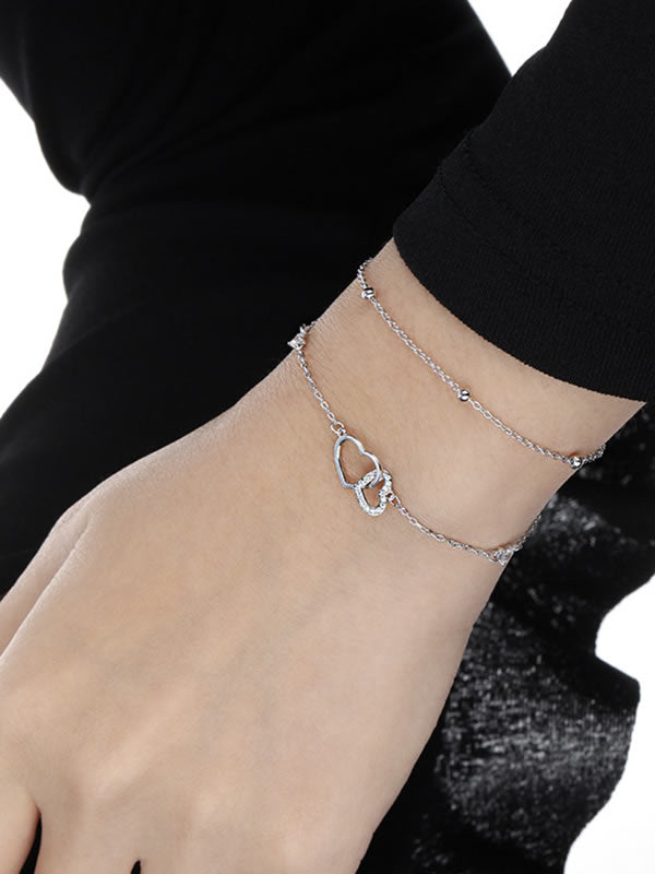 Bratara din Argint Silver Double Heart Whisper