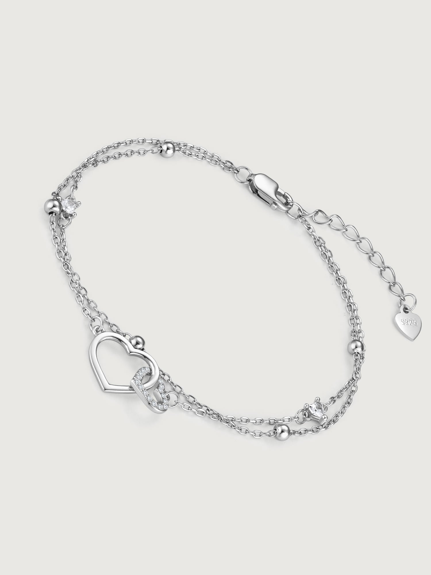 Bratara din Argint Silver Double Heart Whisper