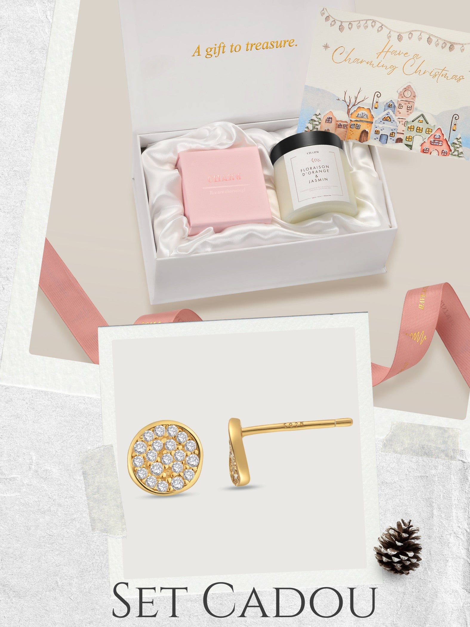 Set Cadou Gold Radiant Circle Studs