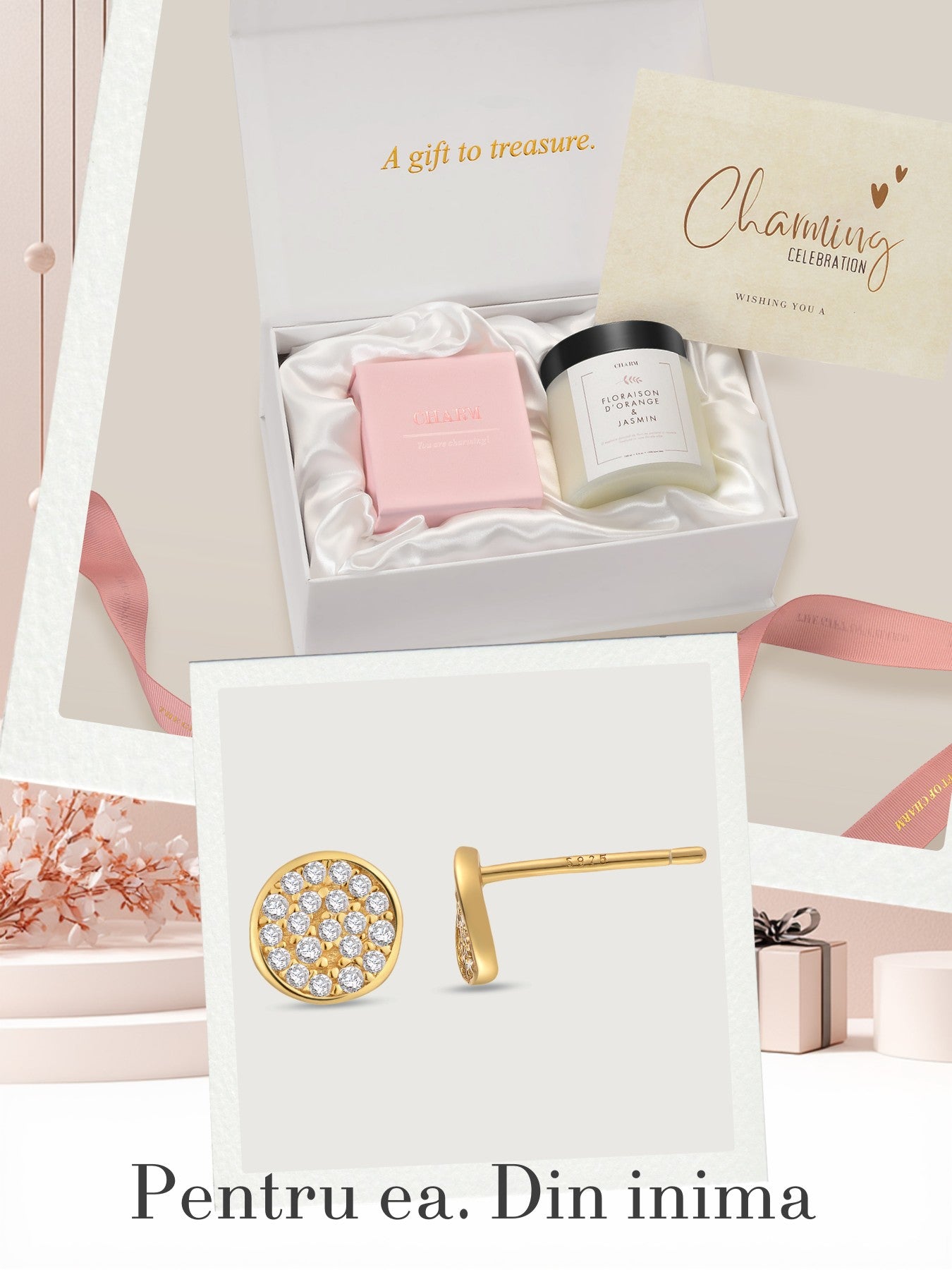 Set Cadou Gold Radiant Circle Studs