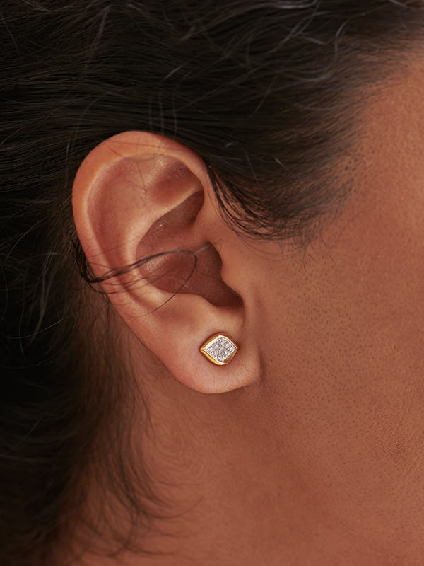 Cercei din Argint Gold Marquise Glow