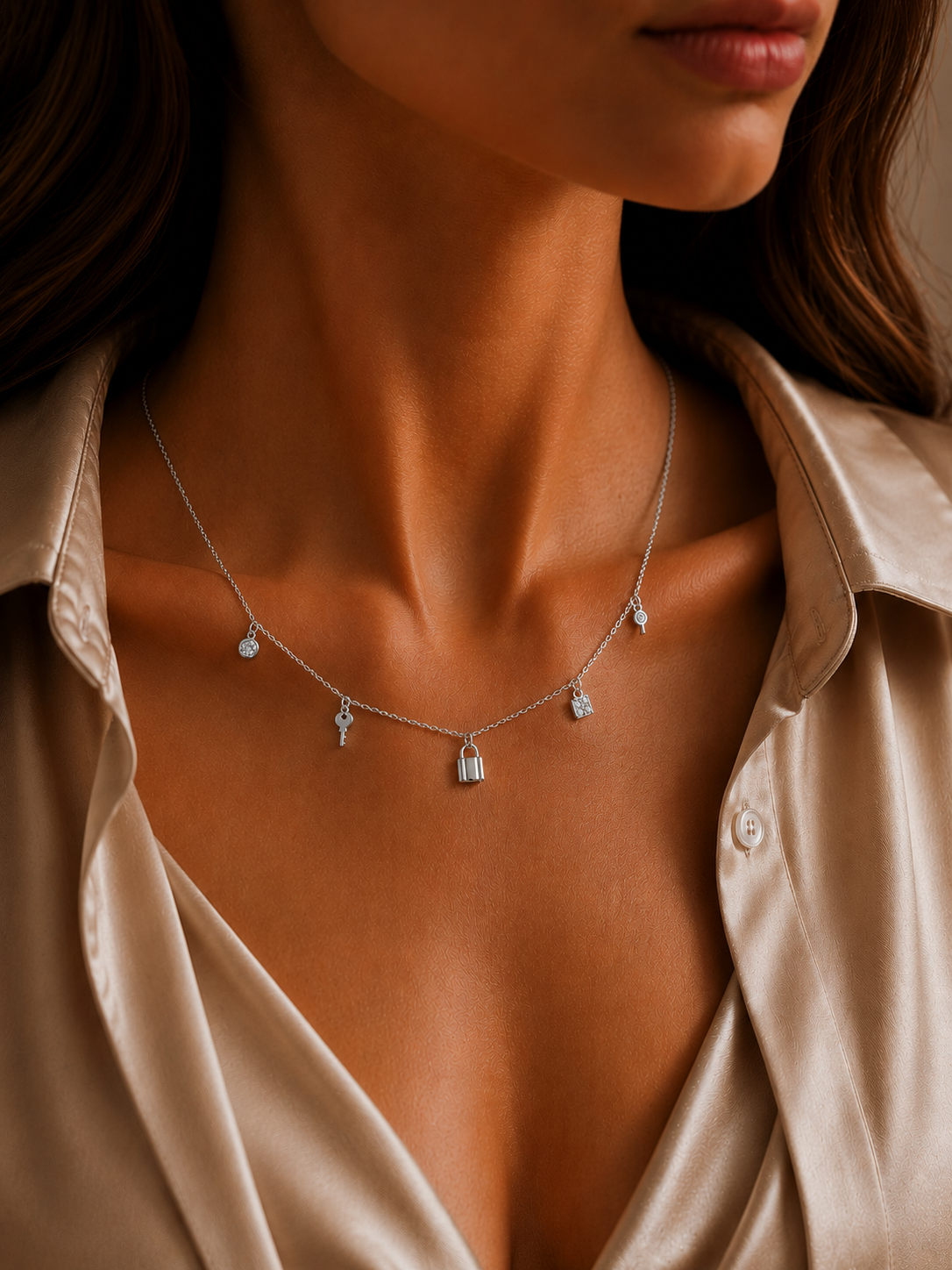 Colier din Argint Silver Locked in Love