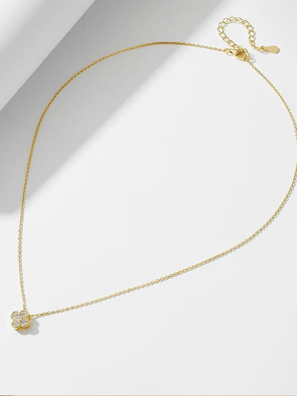 Colier din Argint Gold Clover Bloom