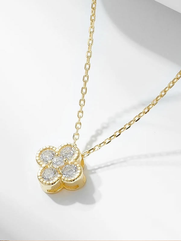 Colier din Argint Gold Clover Bloom