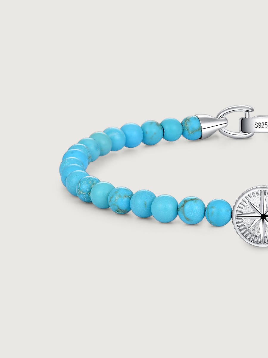 Bratara din Argint Men Turquoise Compass Axis
