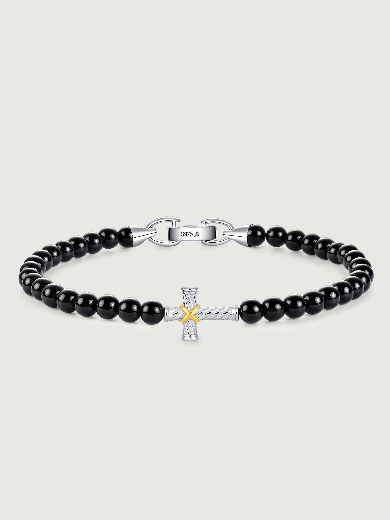 Bratara din Argint Men Black Onyx Cross Axis