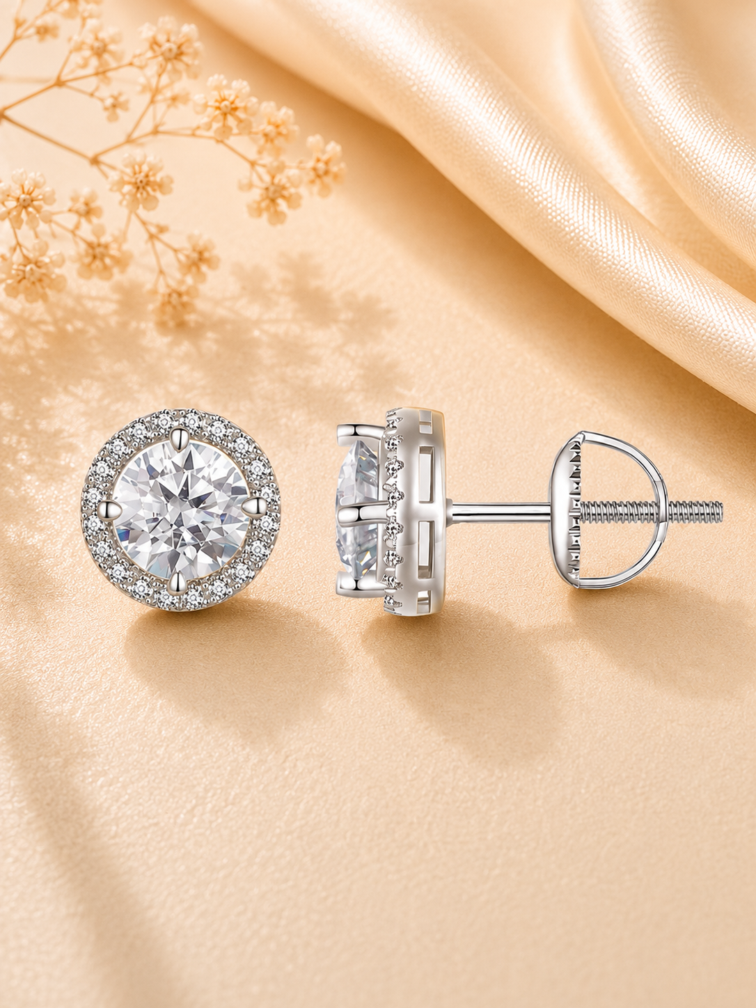 Cercei din Argint Moissanite Radiant Circlet Small