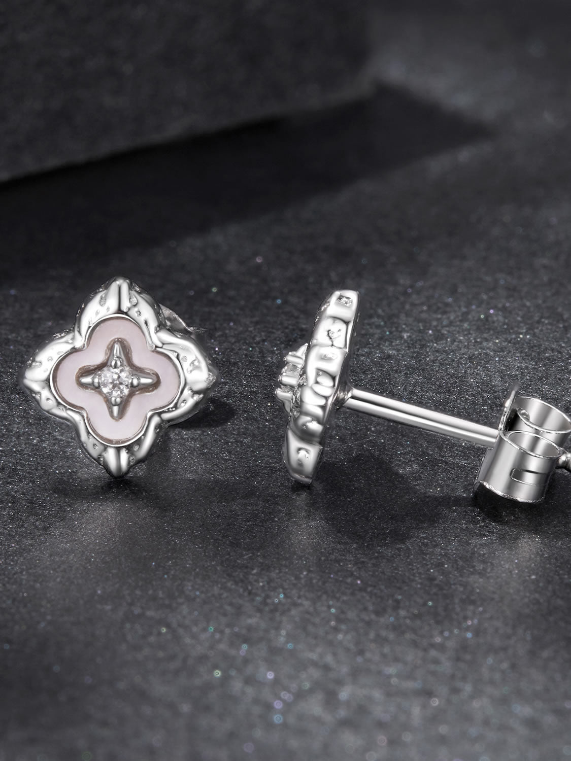 Cercei din Argint Moissanite Blush Clover