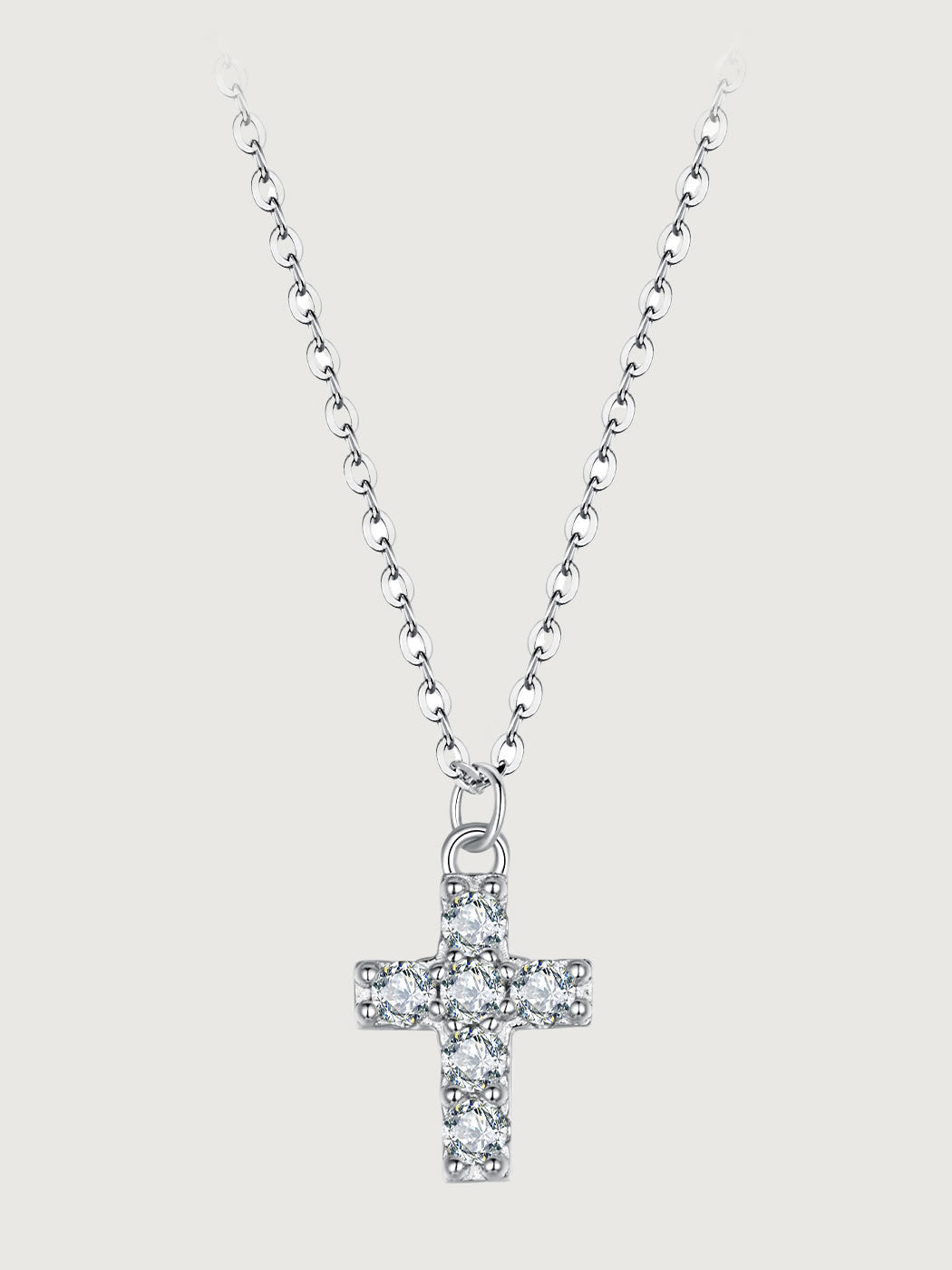 Colier din Argint Moissanite Pure Faith Cross
