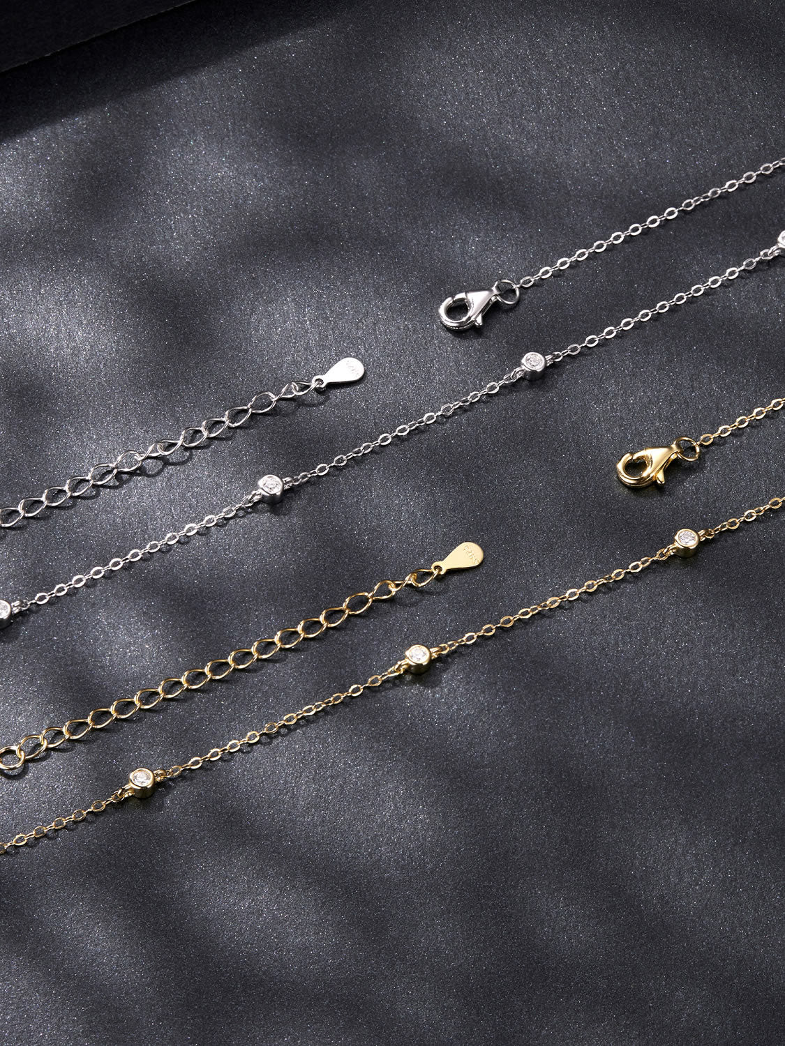 Colier din Argint Moissanite Gold Sparkle