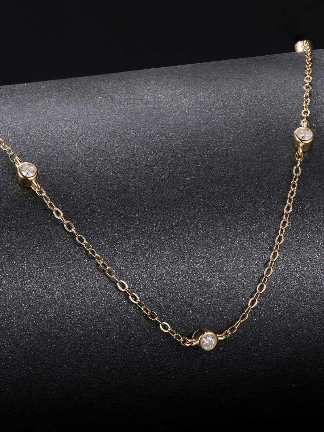 Colier din Argint Moissanite Gold Sparkle