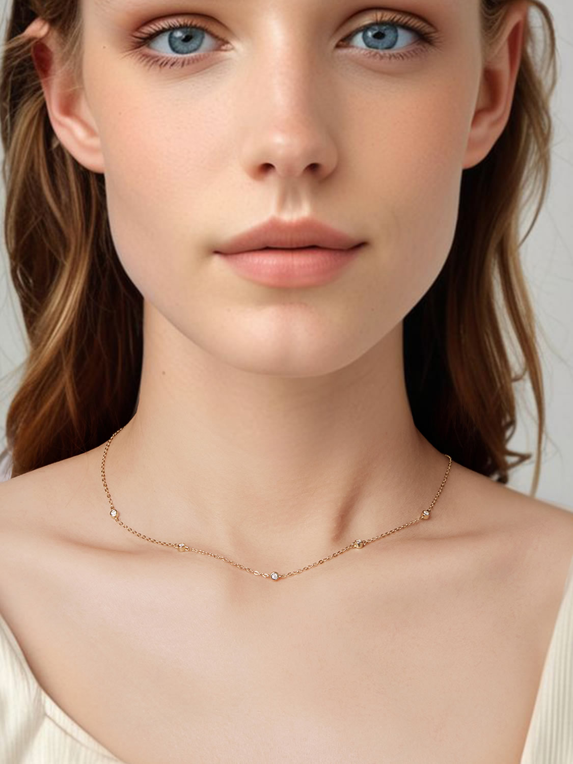 Colier din Argint Moissanite Gold Sparkle