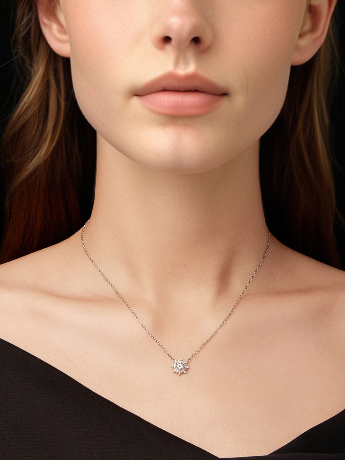 Colier din Argint Moissanite Radiant Sunburst