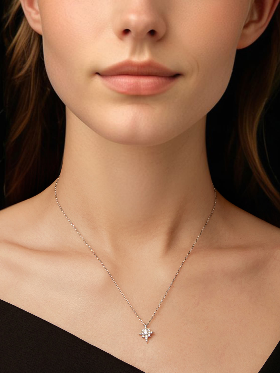 Colier din Argint Moissanite Celestial Star