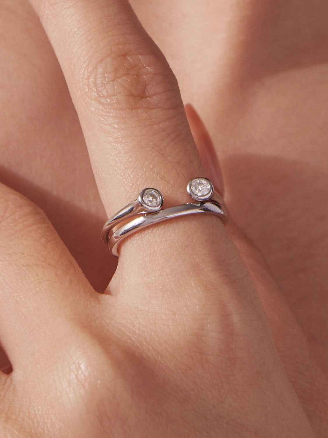 Inel din Argint Moissanite Double Spark