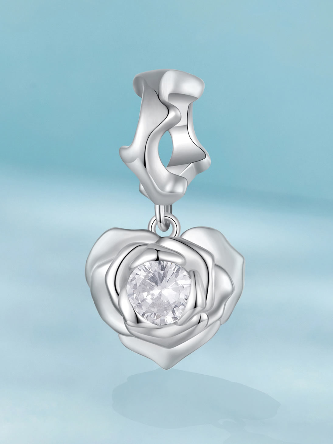 Colier din Argint Rose Embrace – Crystal Bloom