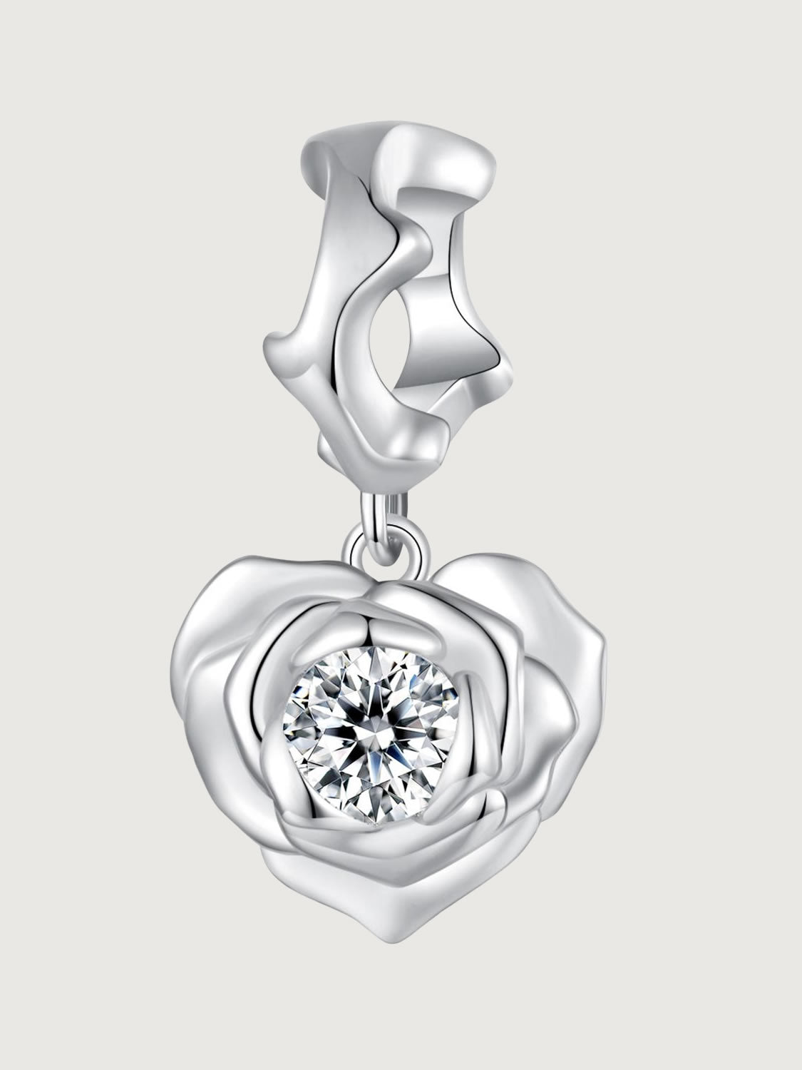 Pandantiv din Argint Rose Embrace – Crystal Bloom