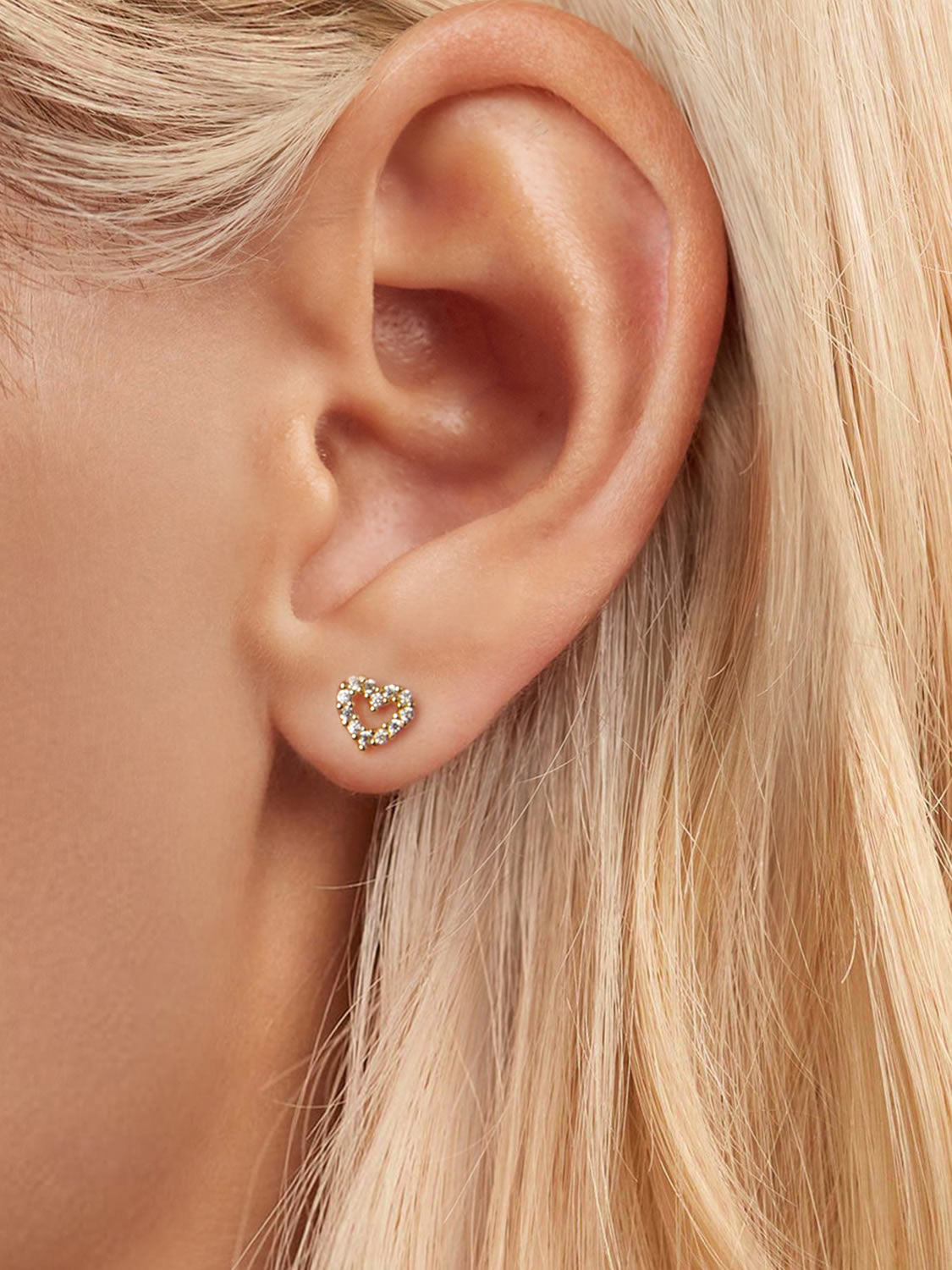 Cercei din Argint Sparkling Heartbeat Gold