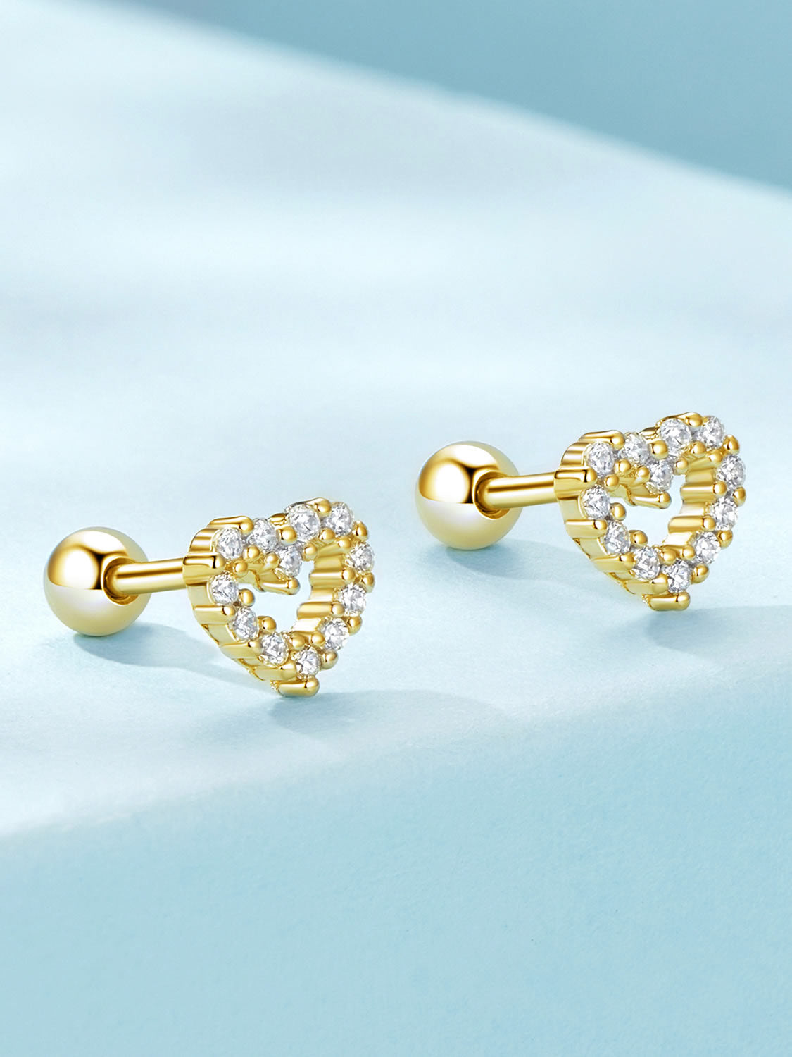 Cercei din Argint Sparkling Heartbeat Gold