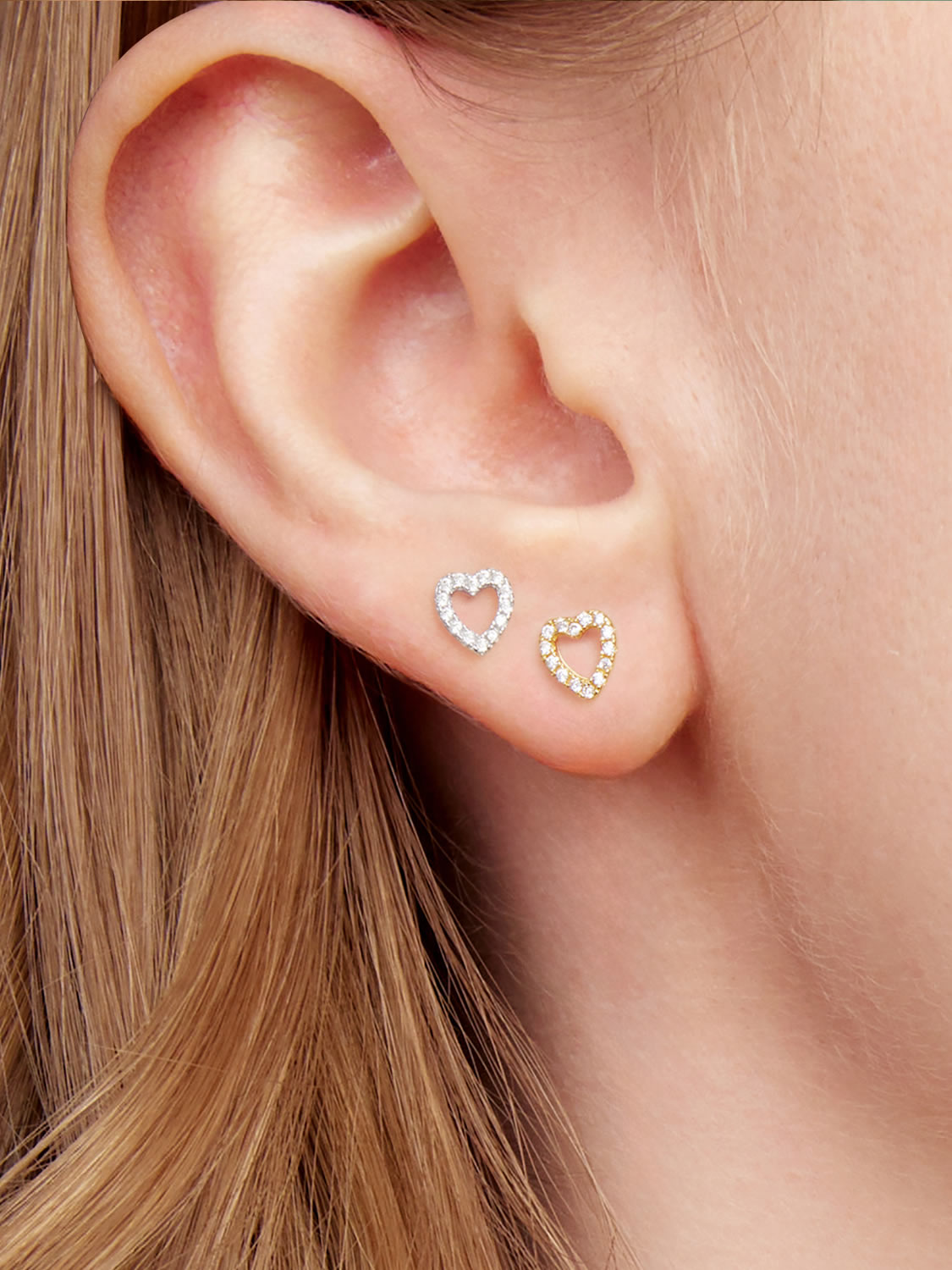 Cercei din Argint Sparkling Heartbeat Gold