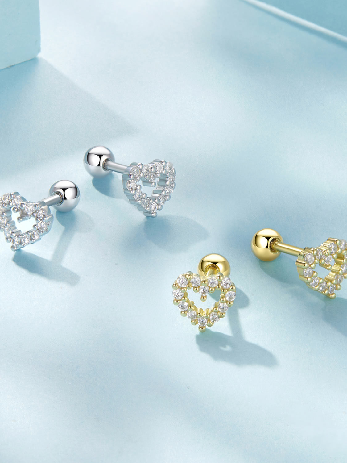 Cercei din Argint Sparkling Heartbeat Gold